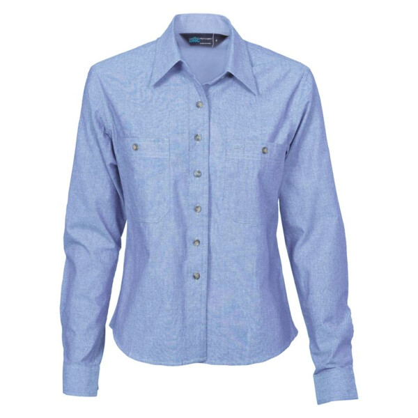 Womens Cotton Chambray Shirt Long Sleeve