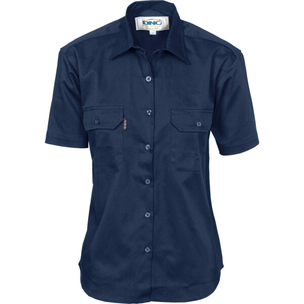 Womens Cotton Drill Work Shirt Short Sleeve