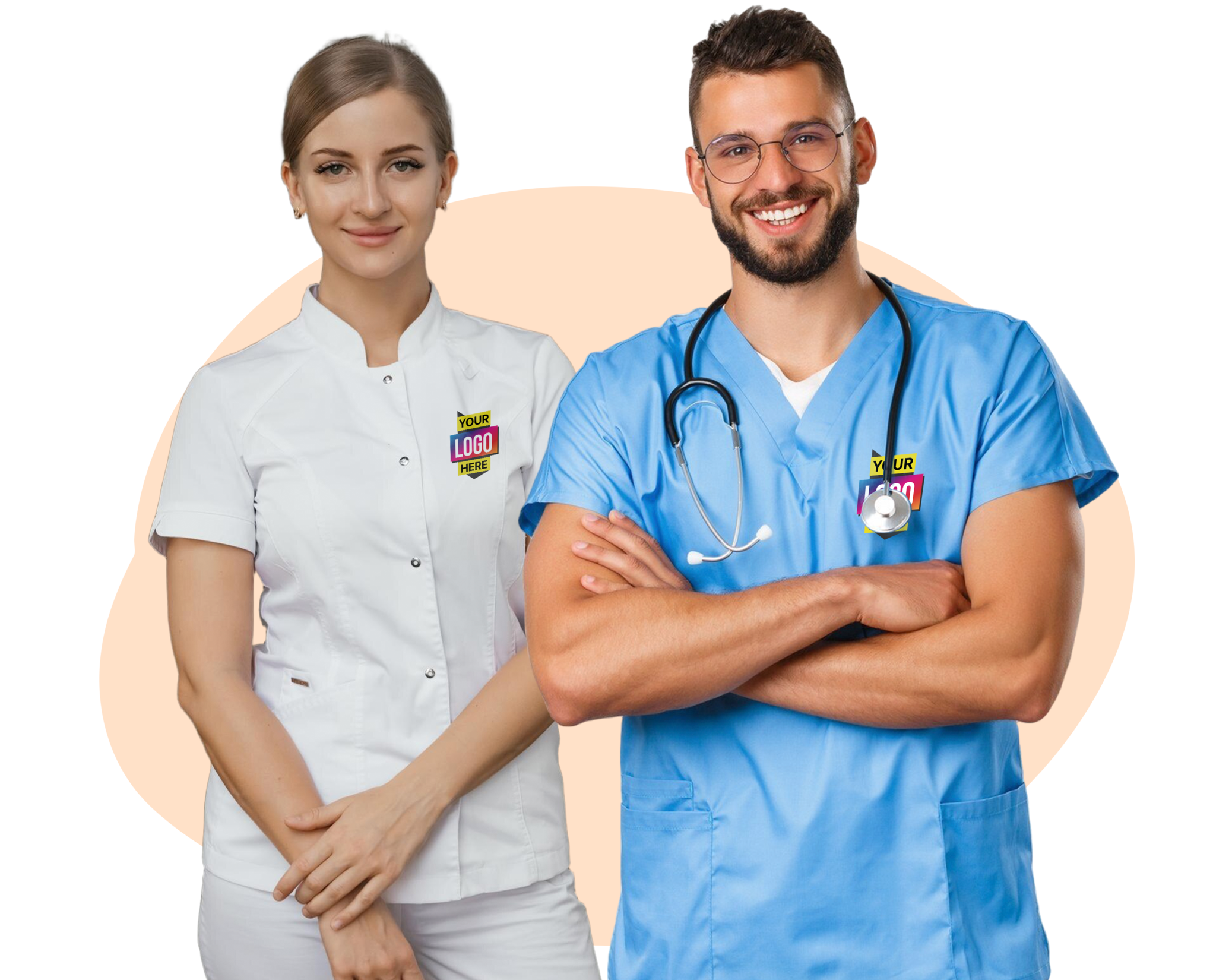 custom healthwear work uniform printing and embroidery