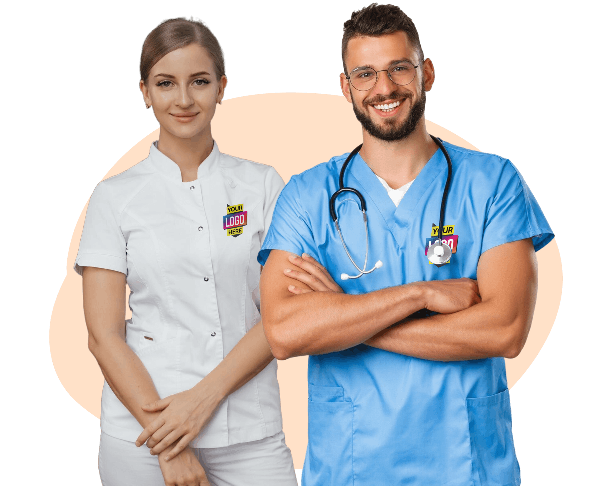 custom healthwear work uniform printing and embroidery