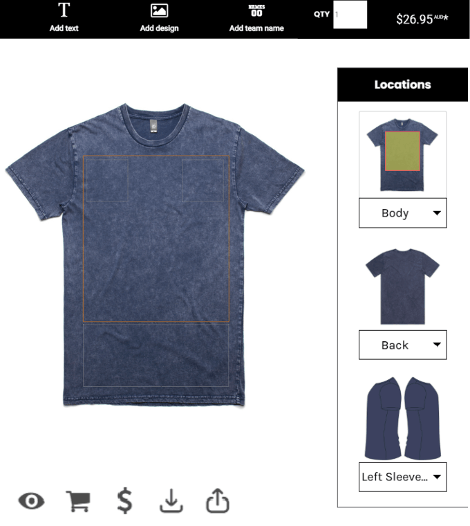choose your print location for custom printing