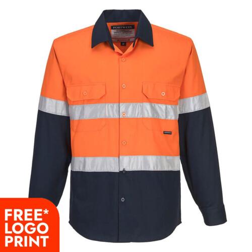 Mens Industrial Hi-Vis Lightweight Contrast Long Sleeve Shirt