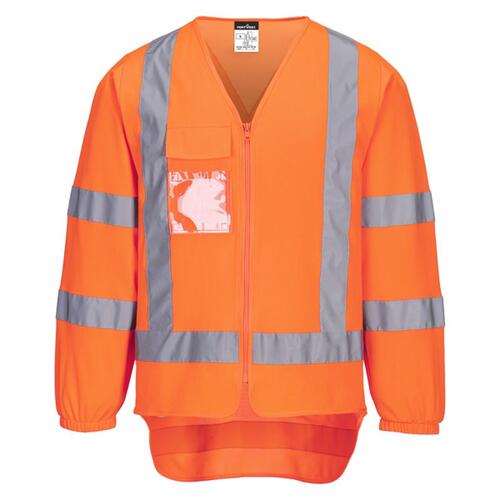 Hi-Vis X Back Zipped Vest Long Sleeve TTMC-W17