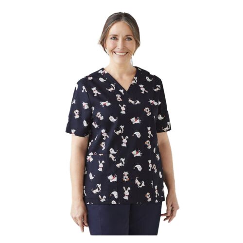 Womens Printed Best Friends Scrub Top Thumbnail