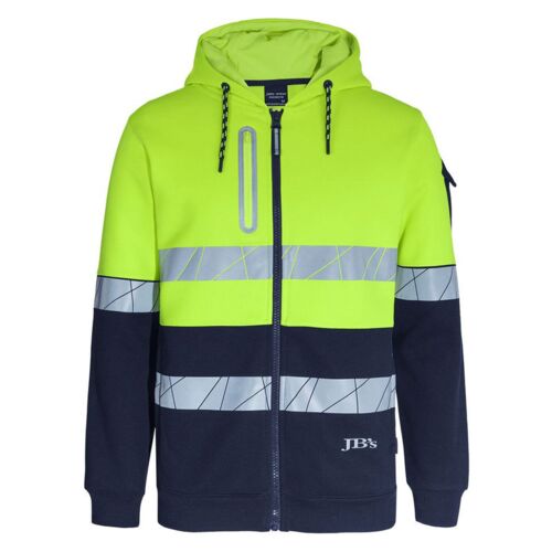 Mens 450g Hi Vis Full Zip Hoodie with Fragmented Tape Thumbnail