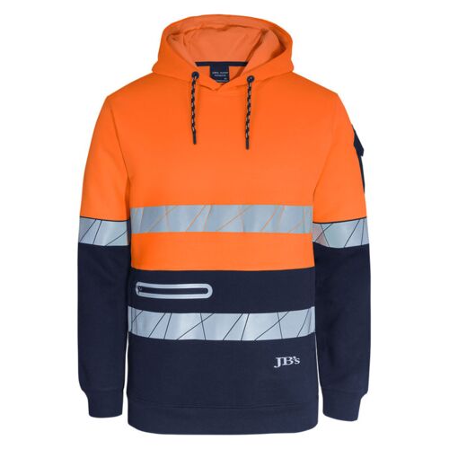 Mens 450g Hi VIs Pull Over Hoodie with Fragmented Tape Thumbnail