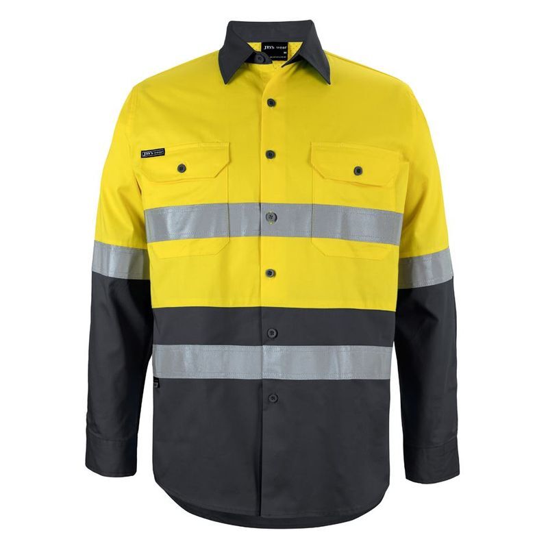 Mens Hi Vis Long Sleeve (D+N) 150G Work Shirt Thumbnail