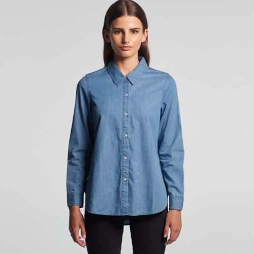 Women Blue Denim Shirt Thumbnail