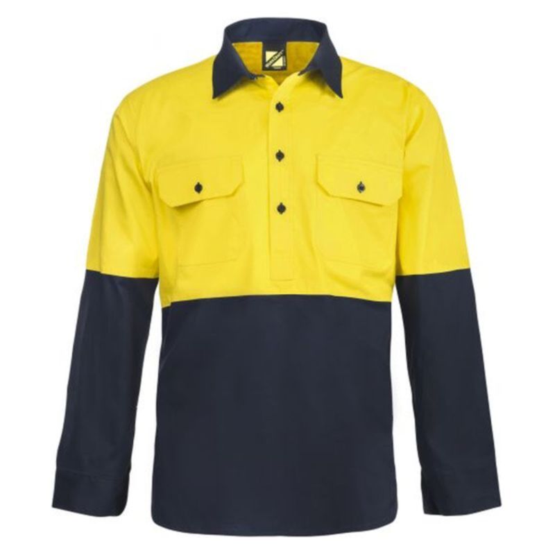 Mens Half Placket Cotton Drill Shirt With Semi Gusset Sleeve Thumbnail