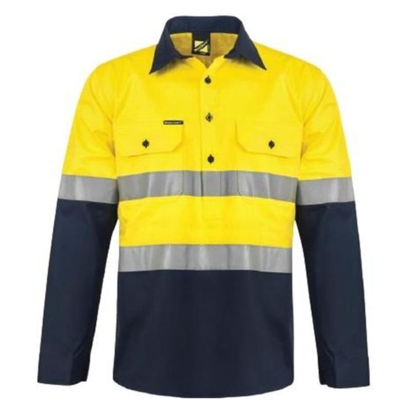 Mens Lightweight Half Placket Vented Cotton Drill Shirt With Semi Gusset Sleeve Thumbnail