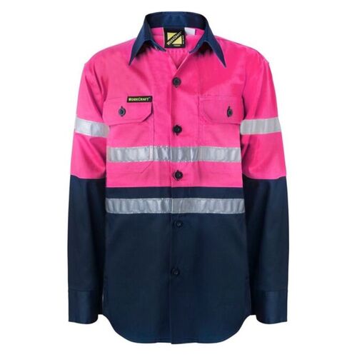 Kids Two Tone Cotton Drill Shirt With CSR Reflective Tape Thumbnail