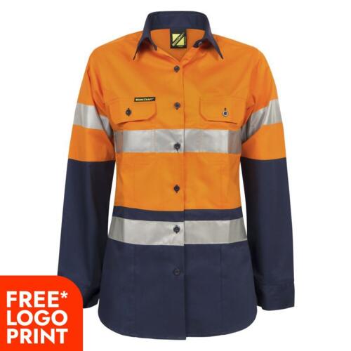 Womens Hi Vis Vented Cotton Drill Shirt With CSR Reflective Tape