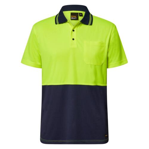 Mens Hi Vis Two Tone Short Sleeve Micromesh Polo With Pocket