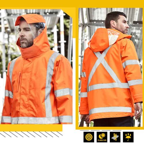 Mens Hi Vis X Back Taped 4 in 1 Waterproof Jacket Thumbnail